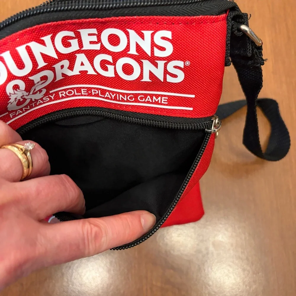 Dungeons & Dragons Red Passport/Messenger/Crossbody Bag Black Strap